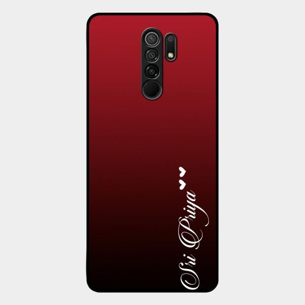 Customize Name Gradient Glass Case Cover Red Wine For Redmi 9 Prime