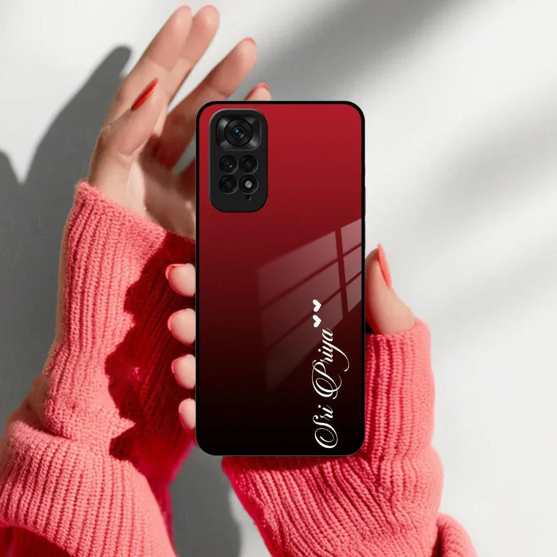 Customize Name Gradient Glass Case Cover Red Wine For Redmi/Xiaomi - ShopOnCliQ