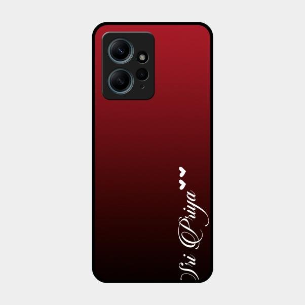 Customize Name Gradient Glass Case Cover Red Wine For Redmi Note 12 4G