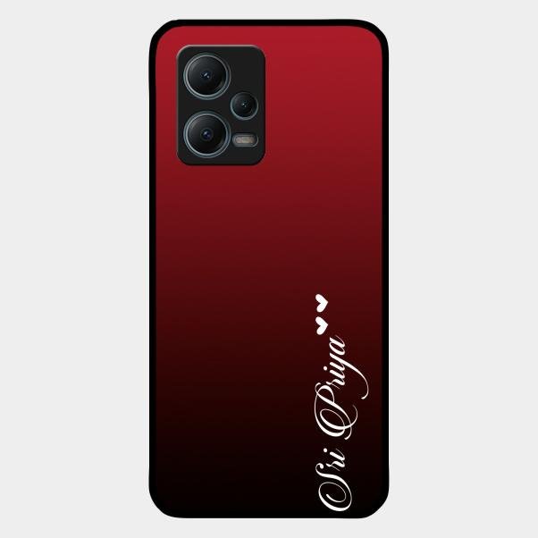 Customize Name Gradient Glass Case Cover Red Wine For Redmi Note 12 5G