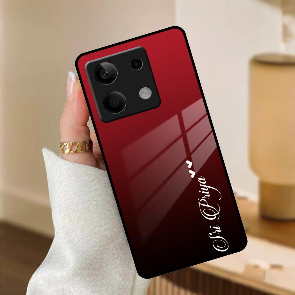 Customize Name Gradient Glass Case Cover Red Wine For Redmi/Xiaomi