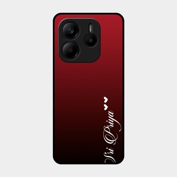 Customize Name Gradient Glass Case Cover Red Wine For Redmi Note 14 5G
