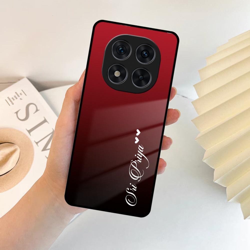 Customize Name Gradient Glass Case Cover Red Wine For Poco