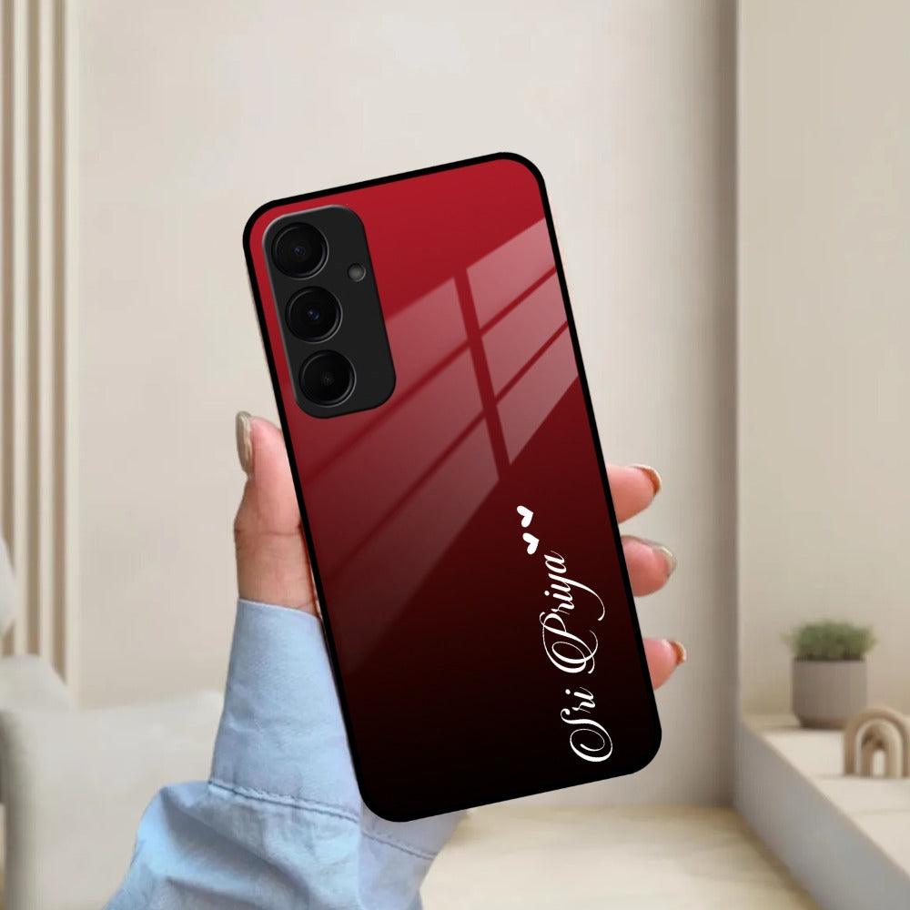 Customize Name Gradient Glass Case Cover Red Wine For Samsung