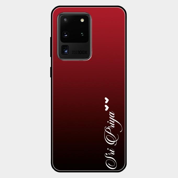 Customize Name Gradient Glass Case Cover Red Wine For Samsung Galaxy S20 Ultra
