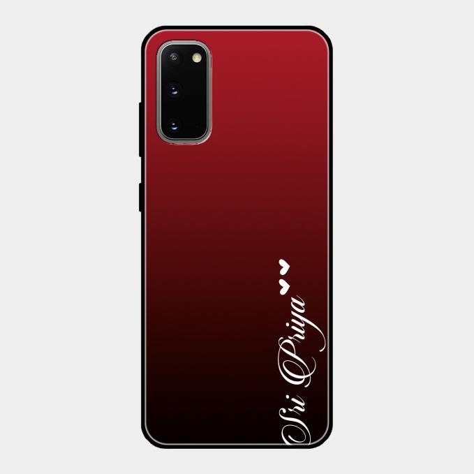 Customize Name Gradient Glass Case Cover Red Wine For Samsung Galaxy S20