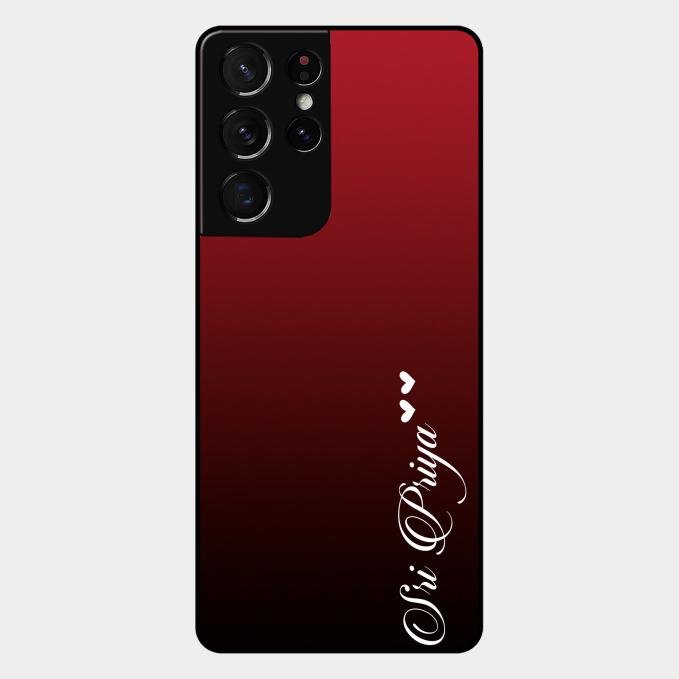 Customize Name Gradient Glass Case Cover Red Wine For Samsung Galaxy S21 Ultra