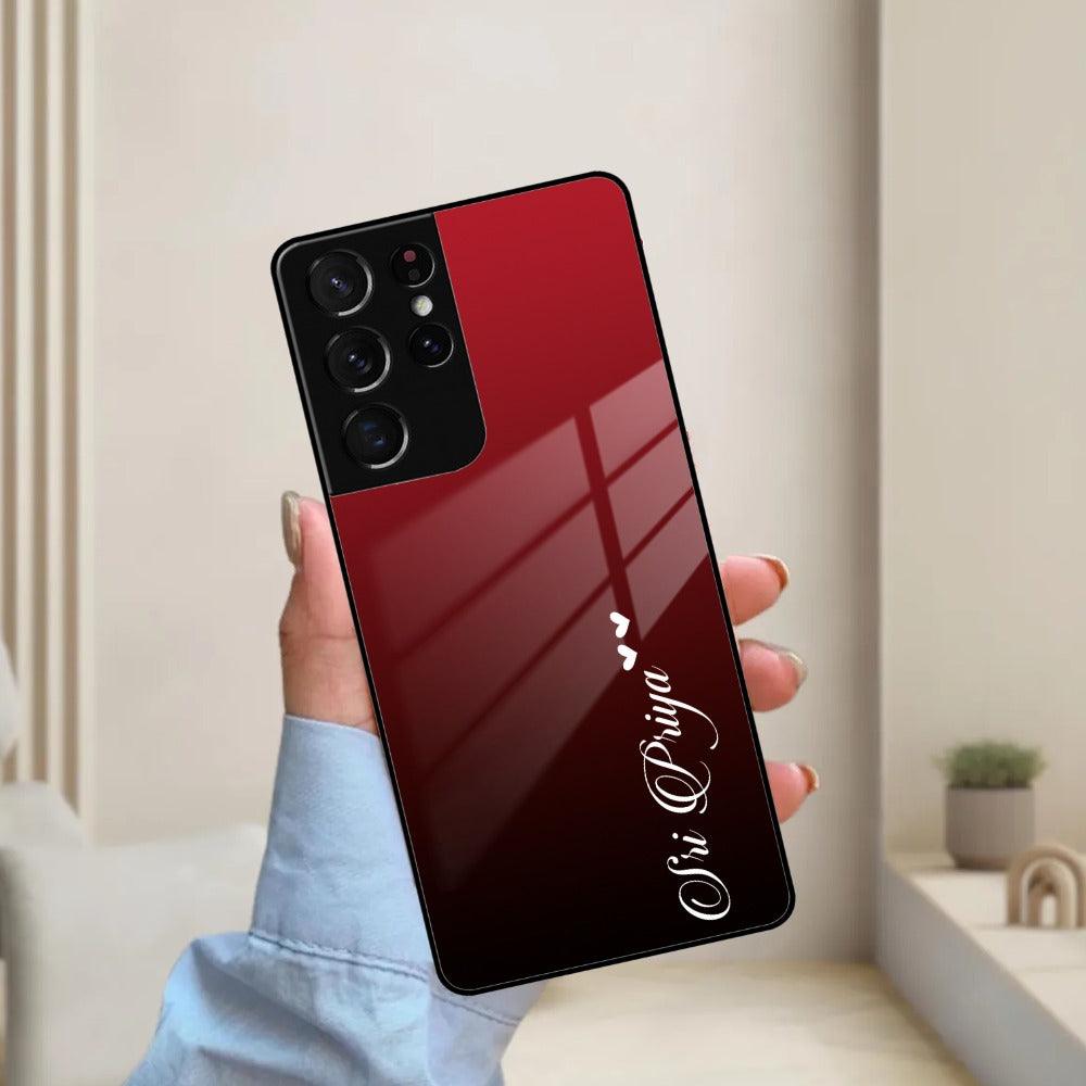 Customize Name Gradient Red Wine Glass Case Cover for Samsung