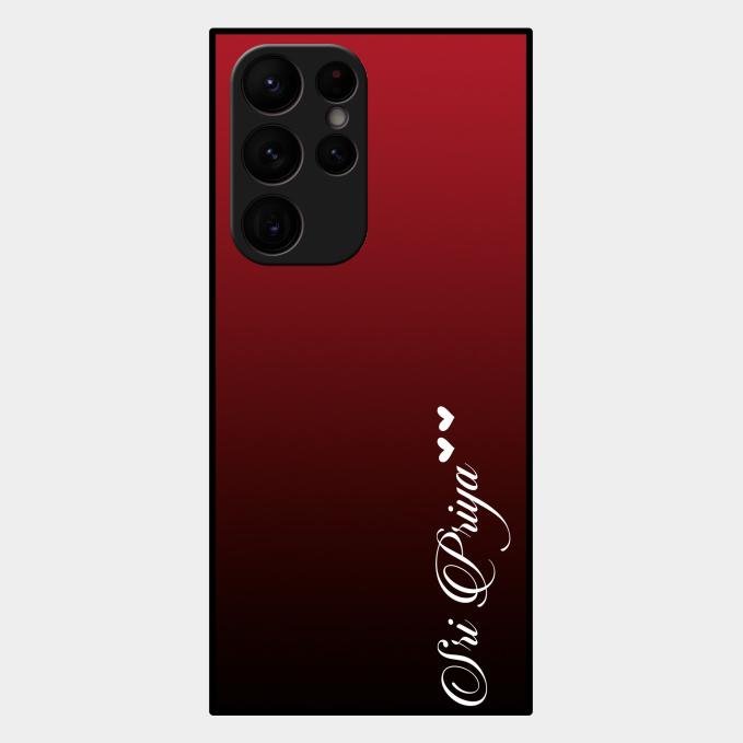 Customize Name Gradient Glass Case Cover Red Wine For Samsung Galaxy S22 Ultra 5G