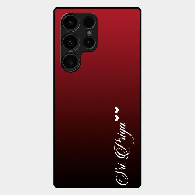 Customize Name Gradient Glass Case Cover Red Wine For Samsung Galaxy S23 Ultra 5G