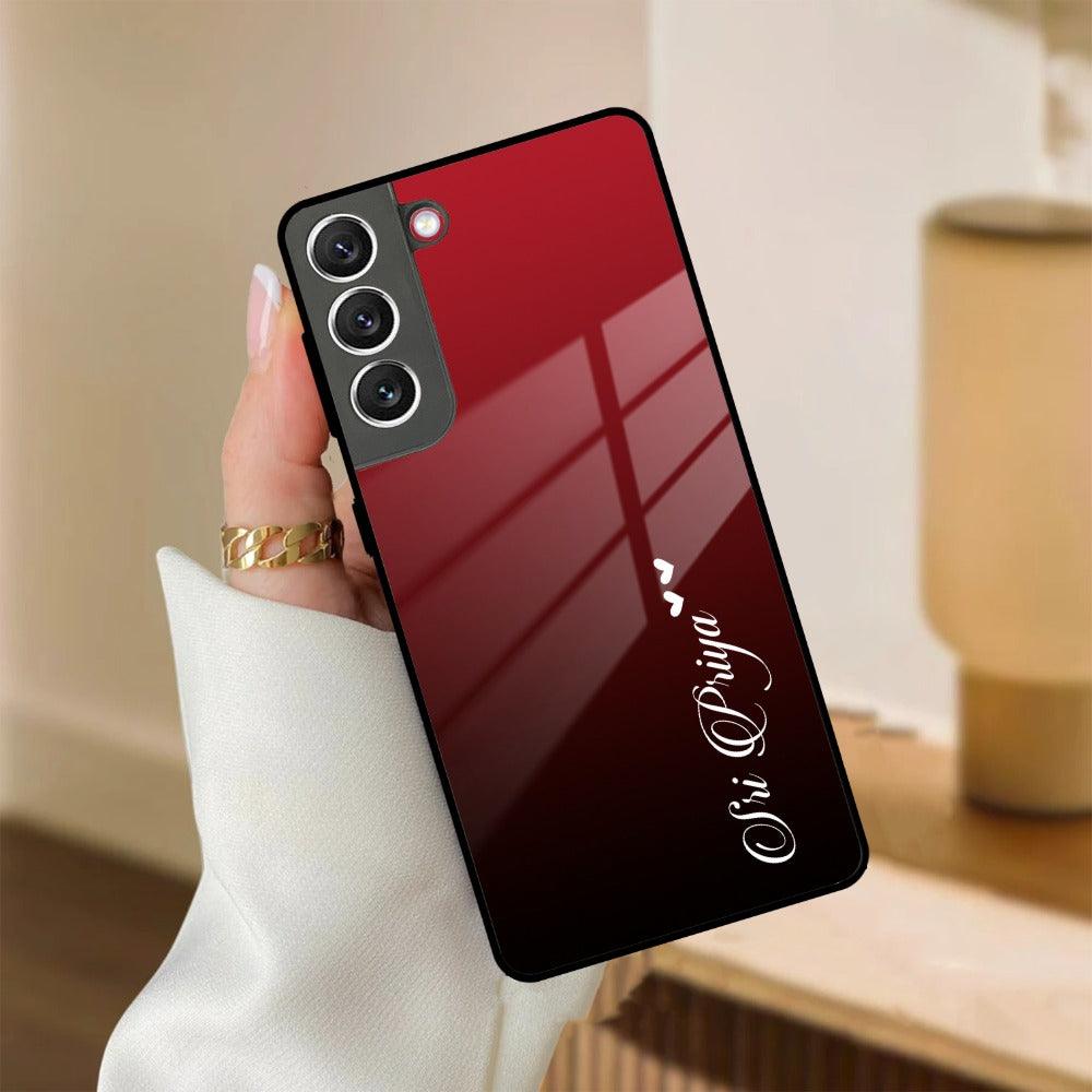 Customize Name Gradient Glass Case Cover Red Wine For Samsung