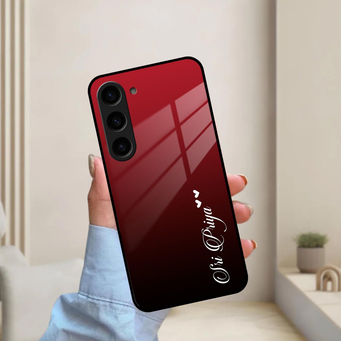 Customize Name Gradient Glass Case Cover Red Wine For Samsung