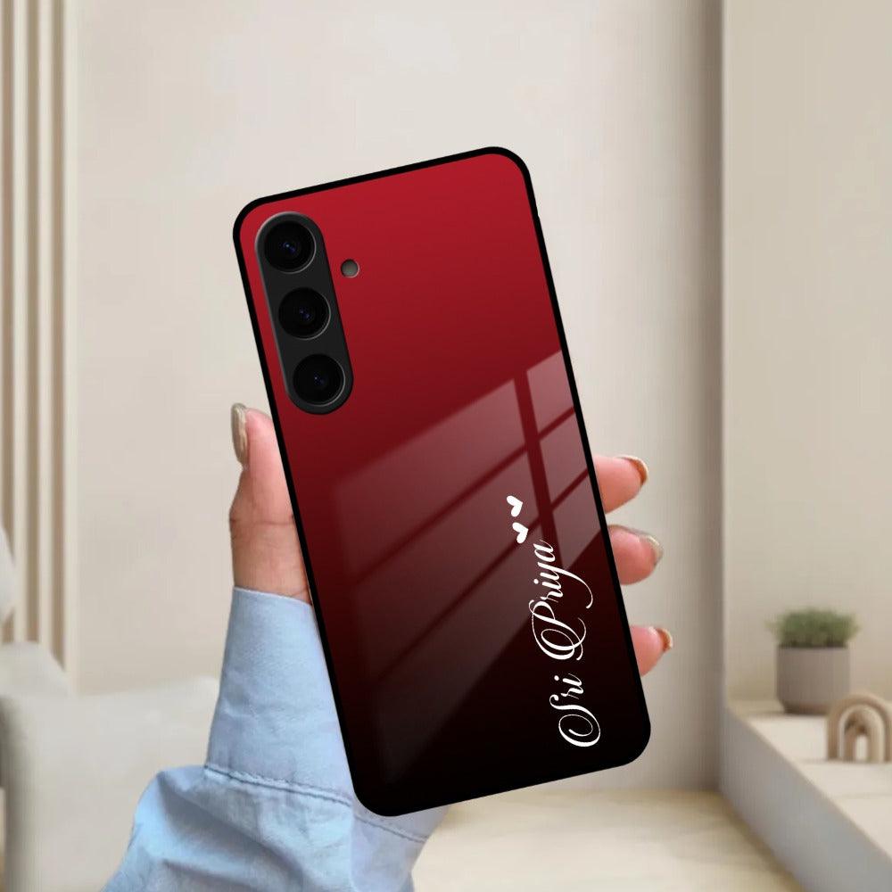 Customize Name Gradient Glass Case Cover Red Wine For Samsung