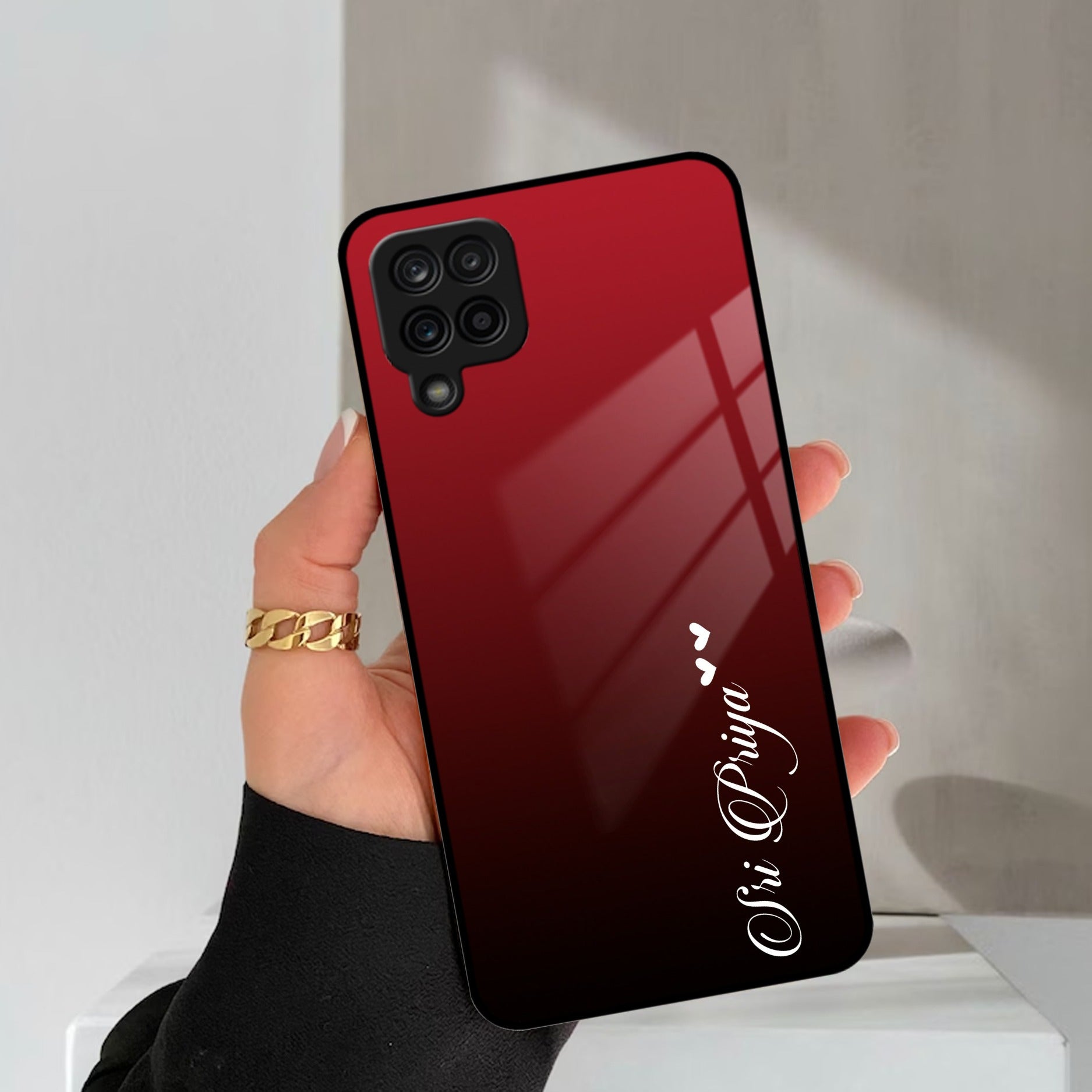 Customize Name Gradient Glass Case Cover Red Wine For Samsung Galaxy A42 5G