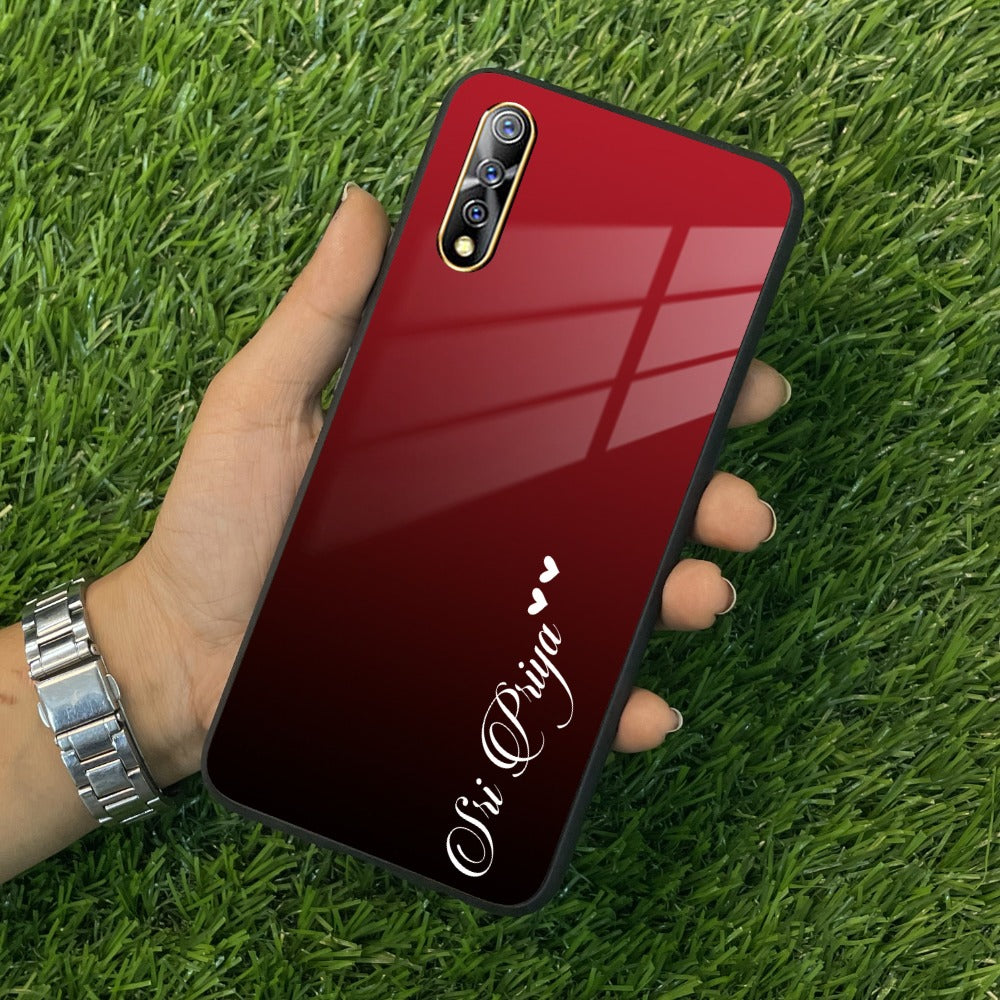 Customize Name Gradient Glass Case Cover Red Wine For Vivo