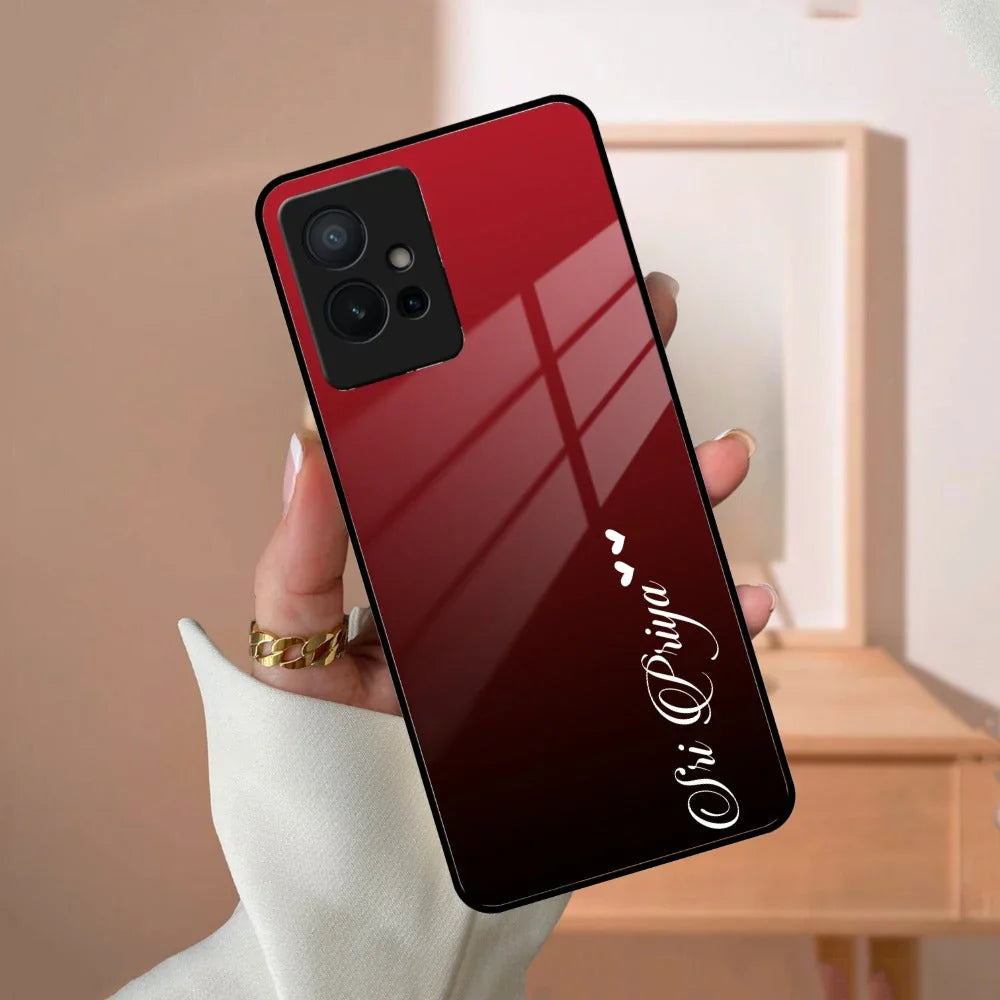 Customize Name Gradient Glass Case Cover Red Wine For Vivo - ShopOnCliQ