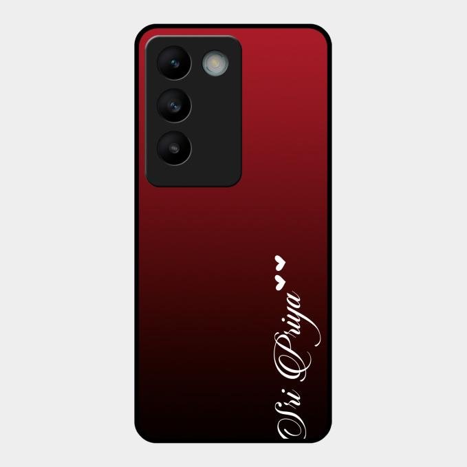 Customize Name Gradient Glass Case Cover Red Wine For Vivo T3 5G