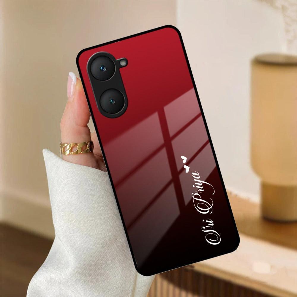 Customize Name Gradient Glass Case Cover Red Wine For iQOO