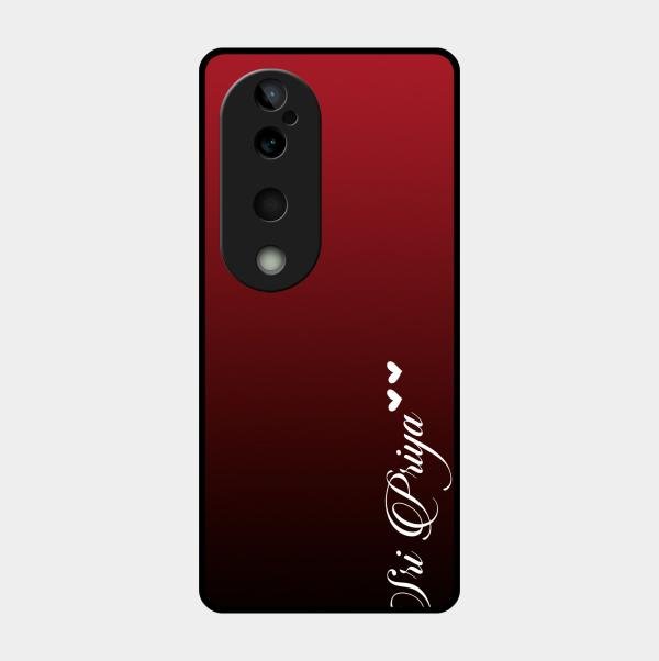 Customize Name Gradient Glass Case Cover Red Wine For Vivo T3 Ultra