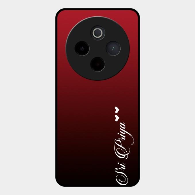Customize Name Gradient Glass Case Cover Red Wine For Vivo T4 5G
