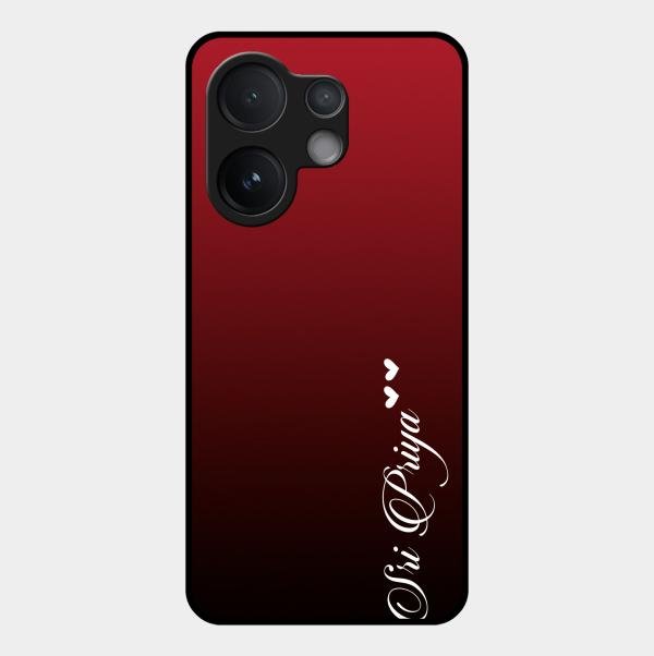 Customize Name Gradient Glass Case Cover Red Wine For Vivo T4 Pro 5G