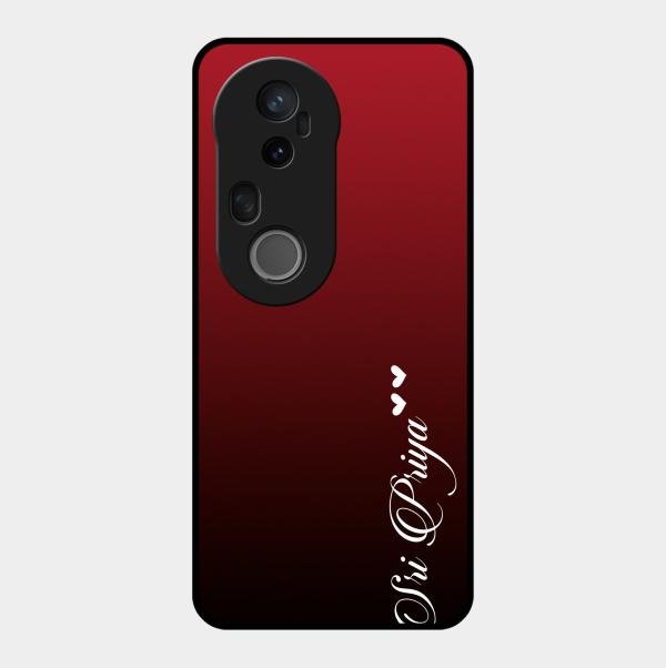 Customize Name Gradient Glass Case Cover Red Wine For Vivo T4 Ultra 5G