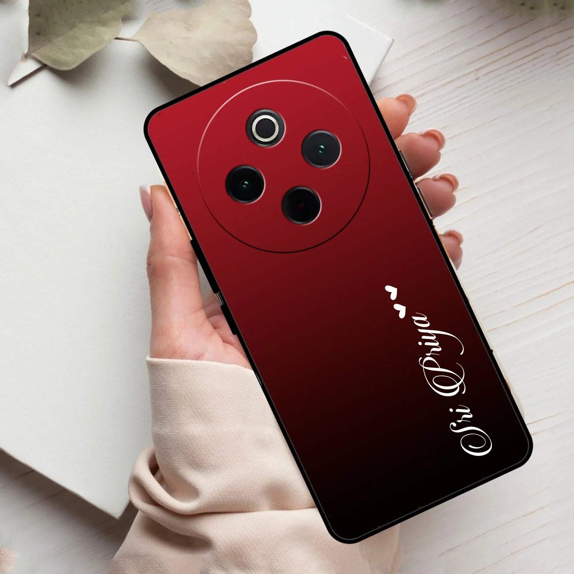 Customize Name Gradient Glass Case Cover Red Wine For Vivo - ShopOnCliQ