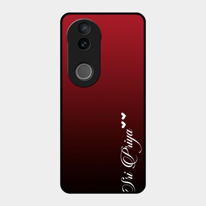Customize Name Gradient Glass Case Cover Red Wine For Vivo T4R 5G