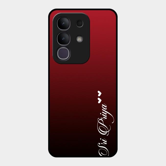 Customize Name Gradient Glass Case Cover Red Wine For Vivo T4X 5G