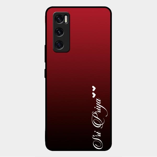 Customize Name Gradient Glass Case Cover Red Wine For Vivo V20 Se