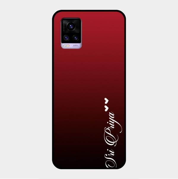 Customize Name Gradient Glass Case Cover Red Wine For Vivo V20