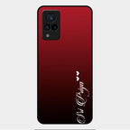 Customize Name Gradient Glass Case Cover Red Wine For Vivo V21 5G