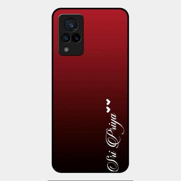 Customize Name Gradient Glass Case Cover Red Wine For Vivo V21 5G