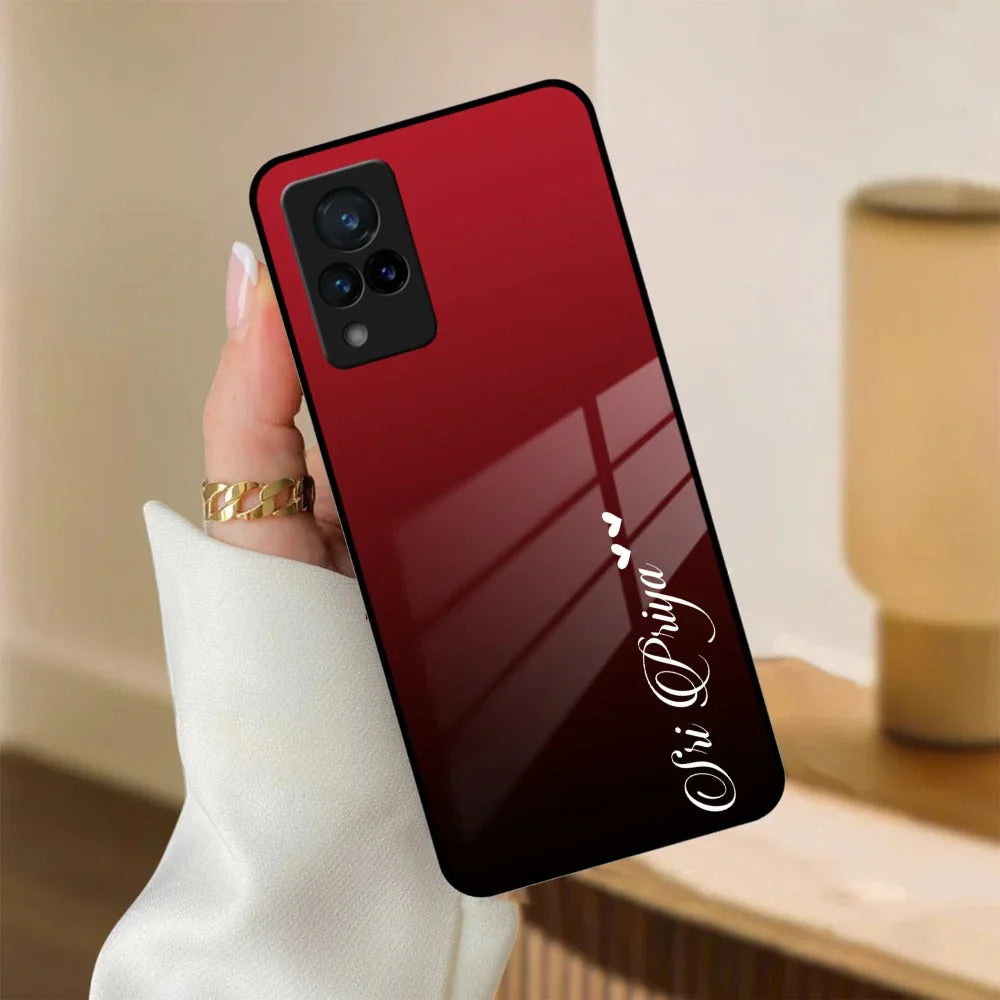 Customize Name Gradient Glass Case Cover Red Wine For Vivo - ShopOnCliQ