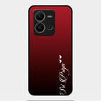 Customize Name Gradient Glass Case Cover Red Wine For Vivo V25 5G
