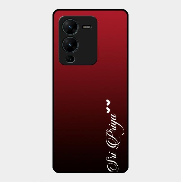 Customize Name Gradient Glass Case Cover Red Wine For Vivo V25 Pro 5G