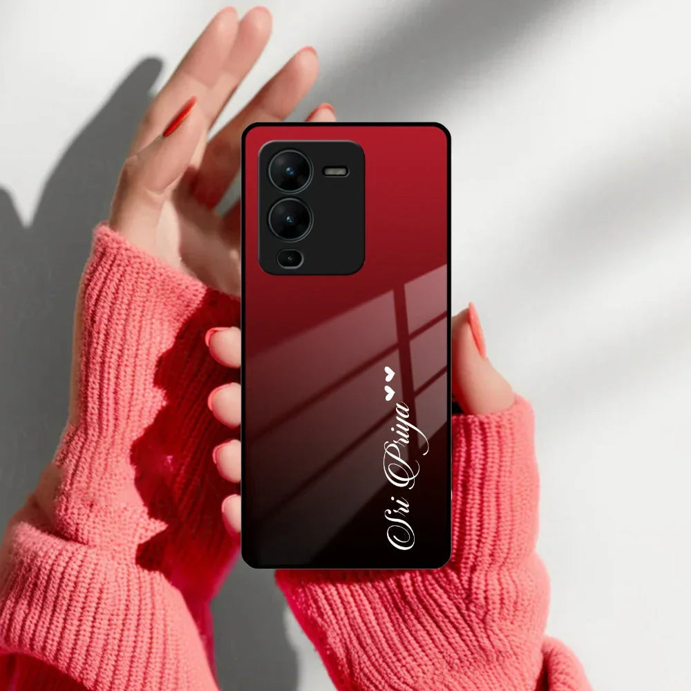 Customize Name Gradient Glass Case Cover Red Wine For Vivo - ShopOnCliQ