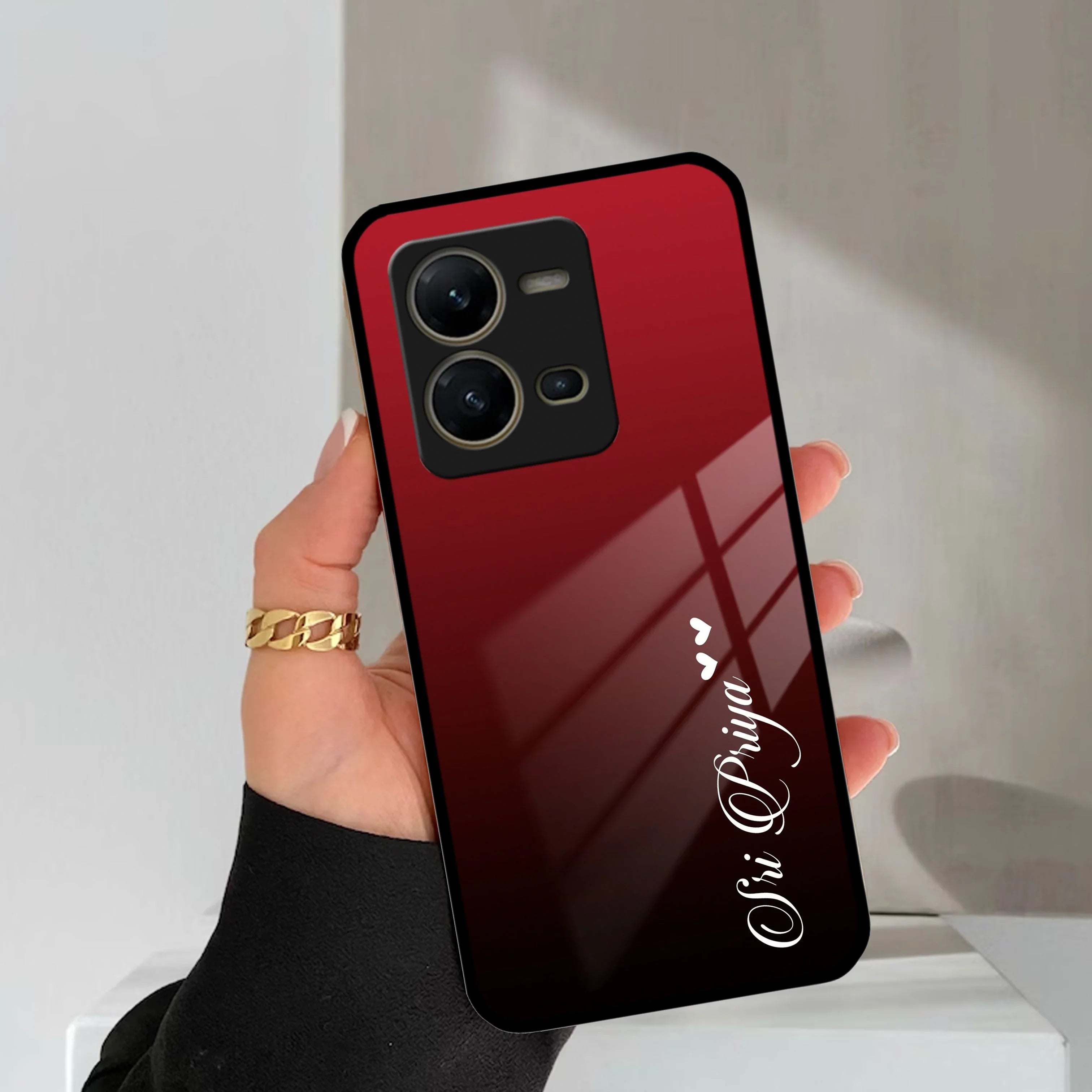Customize Name Gradient Glass Case Cover Red Wine For Vivo - ShopOnCliQ