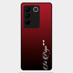 Customize Name Gradient Glass Case Cover Red Wine For Vivo V27 Pro 5G