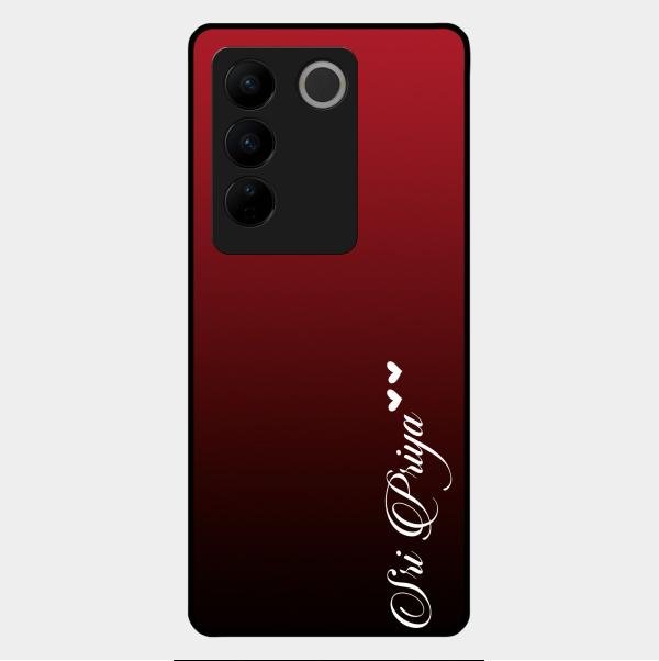 Customize Name Gradient Glass Case Cover Red Wine For Vivo V27 Pro 5G