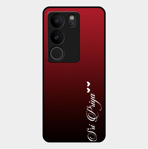 Customize Name Gradient Glass Case Cover Red Wine For Vivo V29 5G