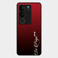 Customize Name Gradient Glass Case Cover Red Wine For Vivo V29 5G