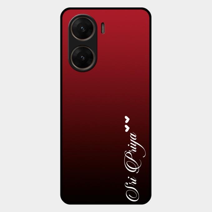 Customize Name Gradient Glass Case Cover Red Wine For Vivo V29E 5G