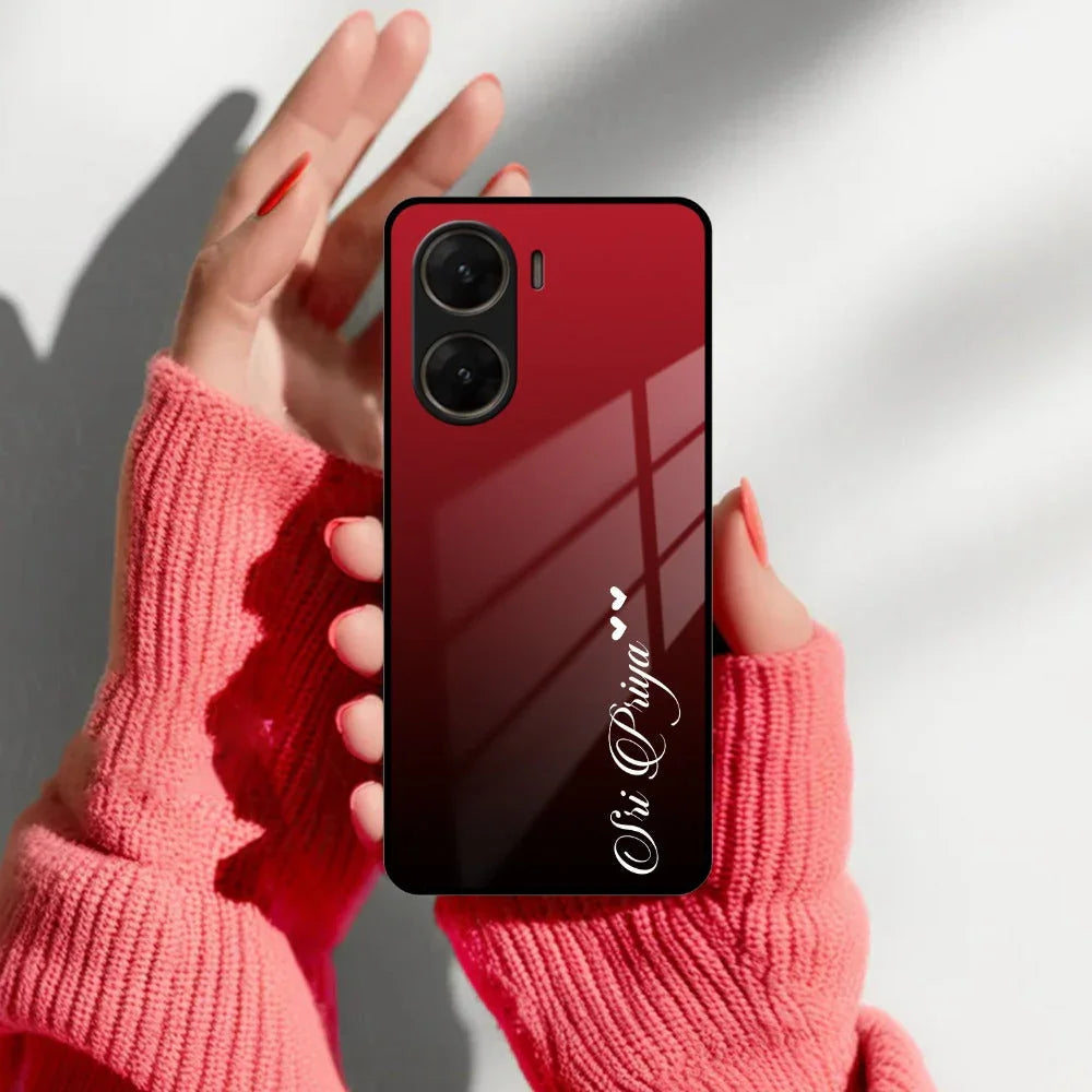 Customize Name Gradient Glass Case Cover Red Wine For Vivo - ShopOnCliQ