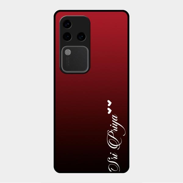 Customize Name Gradient Glass Case Cover Red Wine For Vivo V30 Pro 5G