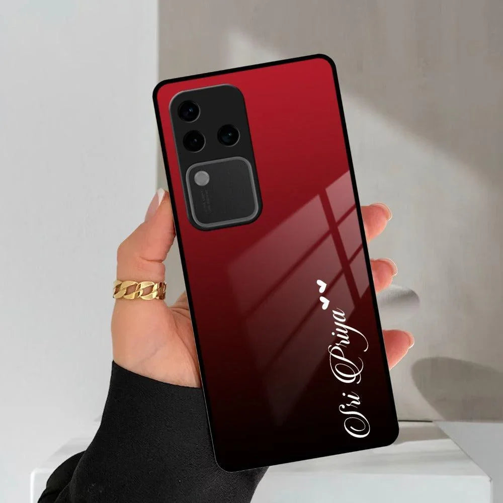 Customize Name Gradient Glass Case Cover Red Wine For Vivo - ShopOnCliQ