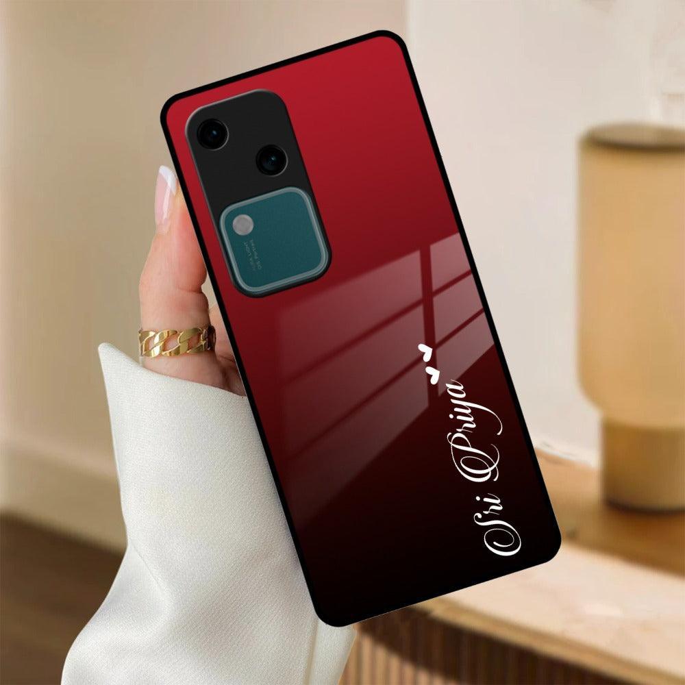Customize Name Gradient Glass Case Cover Red Wine For Vivo