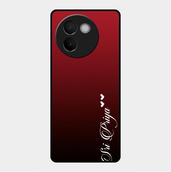 Customize Name Gradient Glass Case Cover Red Wine For Vivo V30E 5G