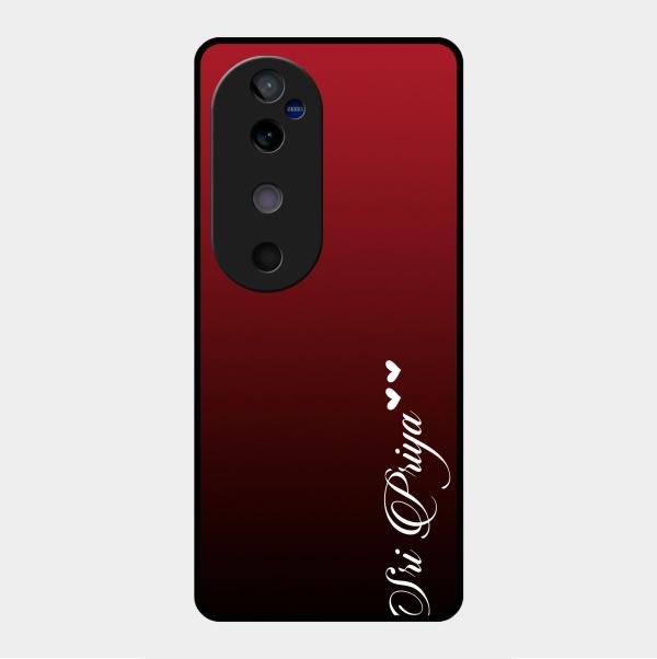 Customize Name Gradient Glass Case Cover Red Wine For Vivo V40 5G
