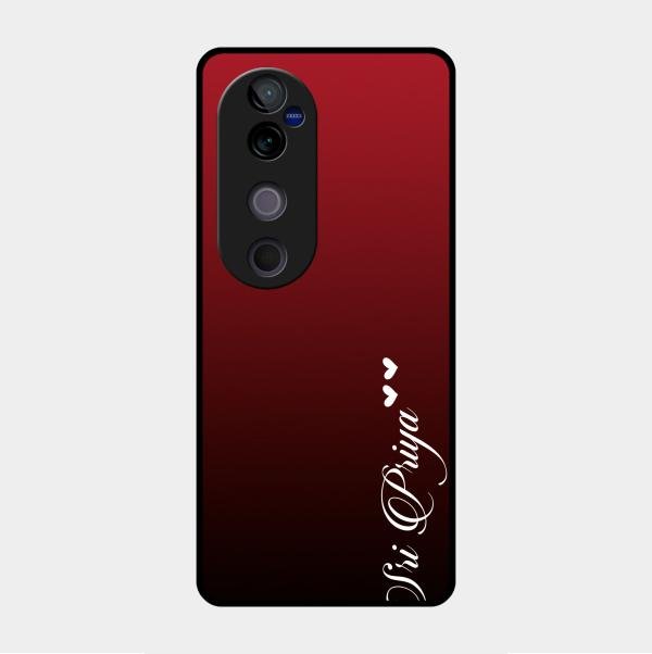 Customize Name Gradient Glass Case Cover Red Wine For Vivo V40 Pro 5G
